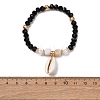 Bohemian Resin & Alloy & Glass Beads & Shell & Plastic Pearls Beaded Stretch Bracelets BJEW-Z169-01E-4