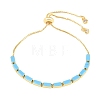 Rectangle Brass Micro Pave Cubic Zirconia Slider Bracelets KK-A305-02G-7