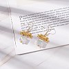 Alloy Bowknot with Clear Glass Cube Dangle Earrings EJEW-JE04958-2