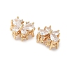 Brass Micro Pave Clear Cubic Zirconia Beads KK-G531-03G-2