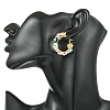 201 Stainless Steel & Resin Beaded Flower Hoop Earrings EJEW-JE07175-02-2