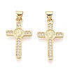 Religion Brass Micro Pave Clear Cubic Zirconia Pendants KK-T080-52G-1