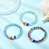 Two Tone Crackle Glass & Handmade Lampwork Beads Stretch Bracelets for Women BJEW-JB13844-1