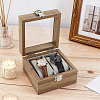 2-Slot Wooden Watch Display Cases with Glass Window Lid and Velvet Pillow Inside CON-WH0043-306A-4