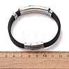 201 Stainless Steel Rectangle with Cross Link Bracelet with PU Leather Cord for Men Women BJEW-G649-08P-3