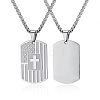 304 Stainless Steel American Flag Dog Tag Cross Pendant Necklaces for Men WG60E26-01-1