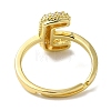 Rack Plating Letter Brass Micro Pave Clear Cubic Zirconia Adjustable Rings for Women KK-S391-03G-J-3