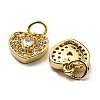 Brass Micro Pave Clear Cubic Zirconia Charms KK-G472-01G-2