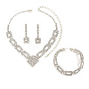 Rectangle Brass with Crystal Rhinestone Jewelry Sets WG47BDD-04-3