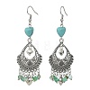 Natural Agate(Dyed) & Synthetic Turquoise Heart Chandelier Earrings EJEW-JE05364-03-1