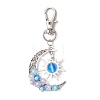 Synthetic Moonstone & Alloy Moon Sun Pendant Decorations HJEW-JM04647-01-3