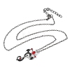 Alloy Siam Rhinestone Dragon Sword Pendant Necklaces NJEW-V005-03AS-2