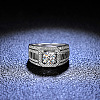 Rhodium Plated 925 Sterling Silver Micro Pave Moissanite Finger Rings WGBE16F-29-2