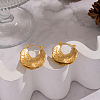 Vintage Style Textured Moon 304 Stainless Steel Hoop Earrings UW4126-6