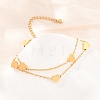 304 Stainless Steel Heart Link Double Layers Bracelets BJEW-D460-07G-3