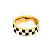 Black & White Checkerboard Stainless Steel Enamel Finger Rings FS-WG83B81-03-5