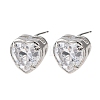 Brass Micro Pave Clear Cubic Zirconia Stud Earrings EJEW-C174-02A-P-4