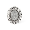 Vintage Adjustable Iron Flower Finger Ring Components Alloy Cabochon Bezel Settings PALLOY-O036-21AS-3
