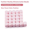 20Pcs Pink Cube Letter Silicone Beads 12x12x12mm Square Dice Alphabet Beads with 2mm Hole Spacer Loose Letter Beads for Bracelet Necklace Jewelry Making JX435G-4