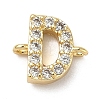 Brass Micro Pave Clear Cubic Zirconia Letter Links Connector Charms KK-I382-07G-D-1