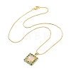 Natural Rose Quartz & Green Aventurine Rectangle Pendant Necklace NJEW-B089-01G-03-2