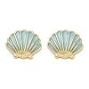 Brass Enamel Stud Earrings EJEW-R032-07G-02-4