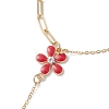 Alloy Enamel Flower Link Ring Bracelets BJEW-JB13261-5