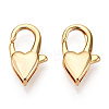 Brass Heart Lobster Claw Clasps KK-N254-14G-1