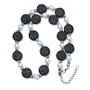 Dyed Natural Lava Rock & Round Synthetic Turquoise & Imitation Pearl Beaded Necklaces GG-CBA922D-07B-4