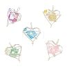 5Pcs 5 Colors Electroplated Natural Quartz Copper Wire Wrapped Pendants PALLOY-TA00429-1