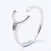 Adjustable Rhodium Plated 925 Sterling Silver Cuff Finger Ring Components STER-I016-045P-4