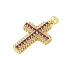 Rack Plating Brass Micro Pave Cubic Zirconia Pendants KK-S380-39B-G-2