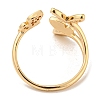 Brass with Cubic Zirconia Open Cuff Rings RJEW-B052-06G-02-3