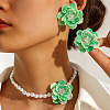 Plastic Imitation Pearl Bead & Resin & Glass Pendant Necklaces & Stud Earrings FS-WG9DBB6-02-1