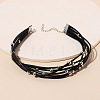 Alloy Round Bead PU Leather Multi-strand Choker Necklaces for Women WGA79C6-01-4