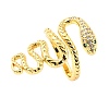 Brass Micro Pave Cubic Zirconia Cuff Rings RJEW-F116-02G-2