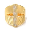 Bar Brass Micro Pave Cubic Zirconia Open Cuff Rings RJEW-U008-16G-2