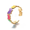 201 Stainless Steel Enamel Open Cuff Ring for Women RJEW-A053-03G-02-2