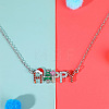 Alloy Enamel with Hyacinth Rhinestone Christmas Tree Word Happy Pendant Necklaces for Women FS-WG84419-01-4