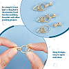 8Pcs 4 Styles Flat Round & Butterfly Brass Clear Cubic Zirconia Fold Over Clasps KK-DC0001-64-4