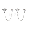 Oval with Wings 316 Surgical Stainless Steel Pave Clear Cubic Zirconia Dangle Chains Stud Earrings EJEW-Z050-63AS-1