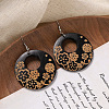 Flat Round Wood Dangle Earrings FS-WGF3184-06-1
