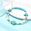 Natural Freshwater Shell & Howlite & Synthetic Turquoise & Opalite & Non-magnetic Hematite Beads Stretch Bracelets for Women BJEW-JB13810-02-1