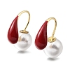 Alloy Enamel & Resin Pearl Clip-on Earrings EJEW-G466-05G-2