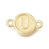 Brass Disc with Initial Links Connector Charms KK-E802-36G-U-1