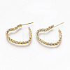 Brass Micro Pave Clear Cubic Zirconia Half Hoop Earrings KK-R117-051-NF-1