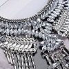 Alloy Crystal Rhinestone Teardrop Trible Floral Chunky Bib Necklaces for Women FS-WGFFCE0-01-5