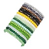 15Pcs 15 Colors Ocean Turtle Synthetic Turquoise & Faceted Rondelle Glass Beads Stretch Bracelets for Women BJEW-JB13643-4