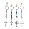 Cross Gemstone & Alloy Pendant Keychains KEYC-JKC01449-2