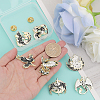 7Pcs 7 Style Dragon & Cat & Bird & Fox Enamel Pin JEWB-CA0001-40-3